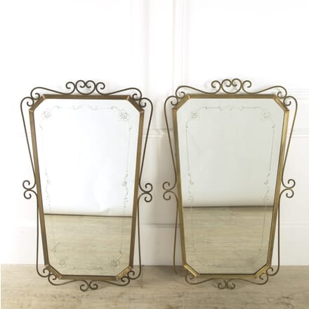 Pair of 20th Century Brass and Copper Mirrors MI529271