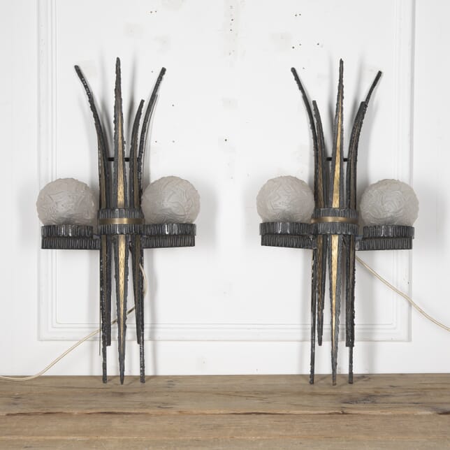 Pair of Brutalist Style French Wall Sconces LW4624350