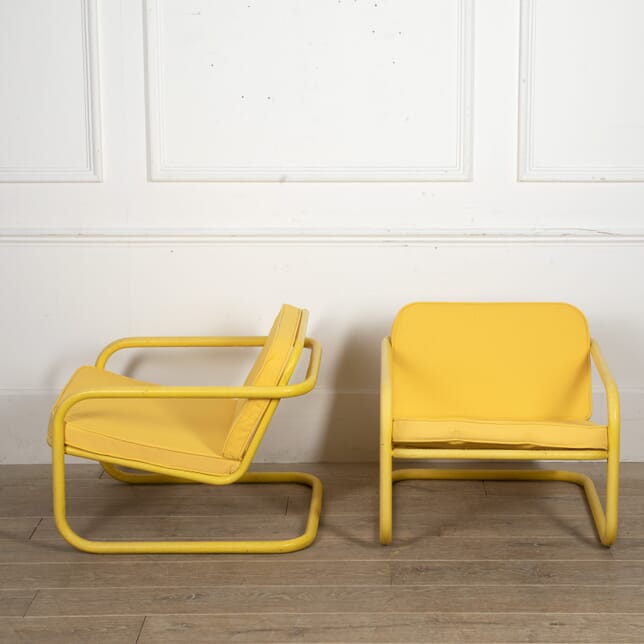 Pair of Canary Yellow Tubular Armchairs CH2919224