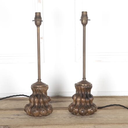 Pair of 19th Century Carved Lions Paw Lamps LT8124425