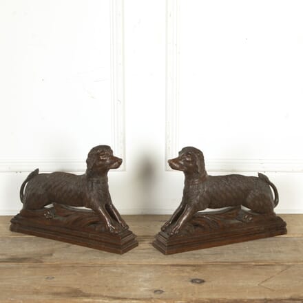 Pair of 19th Century Carved Wooden Spaniels DA8521087