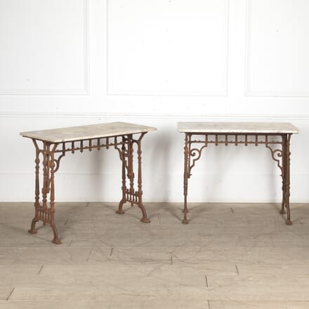 Pair of Cast Iron Conservatory Tables with Marble Tops GA0522914