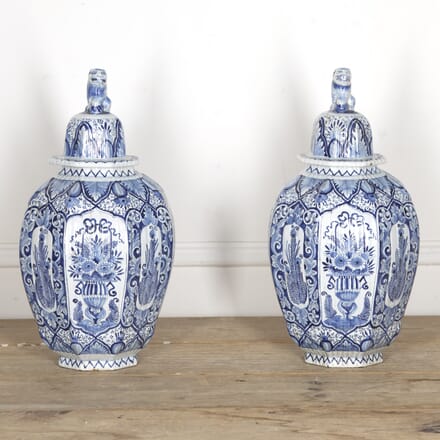 Pair of Chinese Blue and White Lidded Vases DA2819975