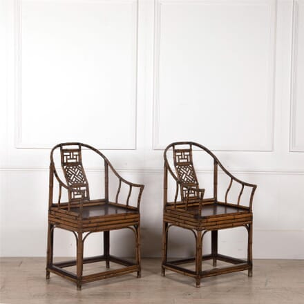 Pair of Chinese Export Bamboo Armchairs CH2562580