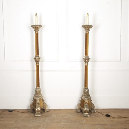 Pair of Italian Silver Gilded Standard Lamps LF8219905