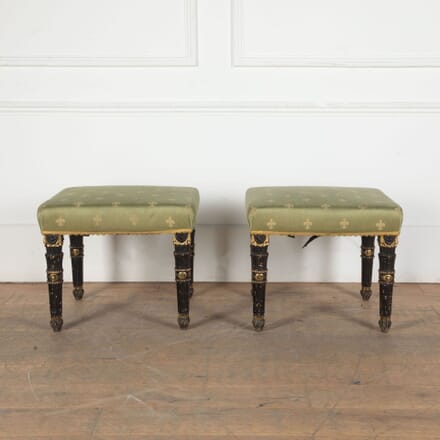 Pair of Early 20th Century Carved Decorated Stools ST0334146