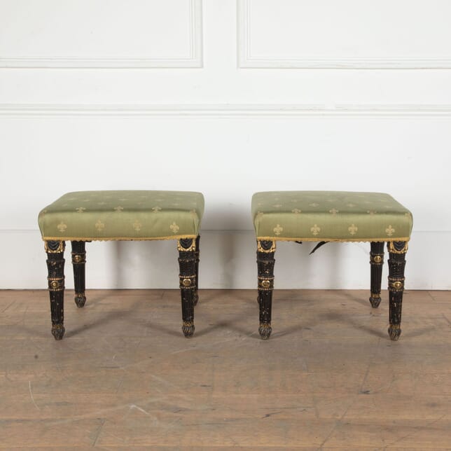 Pair of Early 20th Century Carved Decorated Stools ST0334146