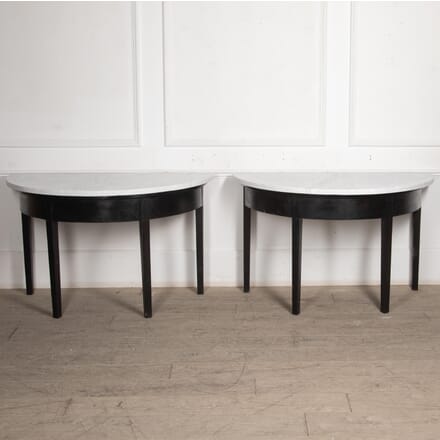Pair of Ebonised Georgian Marble Topped Console Tables CO8827375