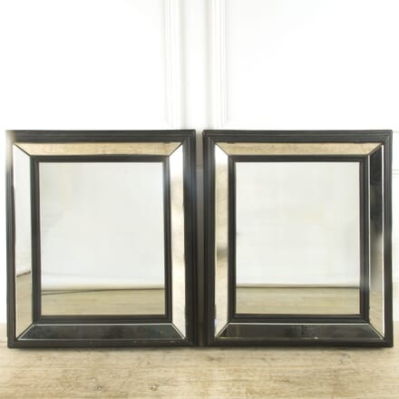 Pair of Ebonised Marginal Cushion Mirrors MI419727