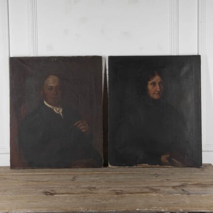 Pair of 19th Century English Portrait Oil Paintings WD3525495