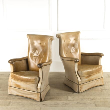 Pair of French 1940s Tan Leather Chairs CH4110242