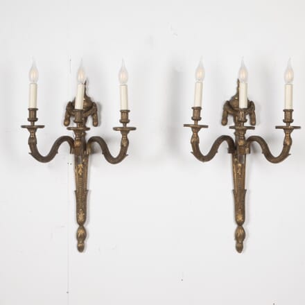 Pair of French 19th Century Bronze Wall Lights LW3728456
