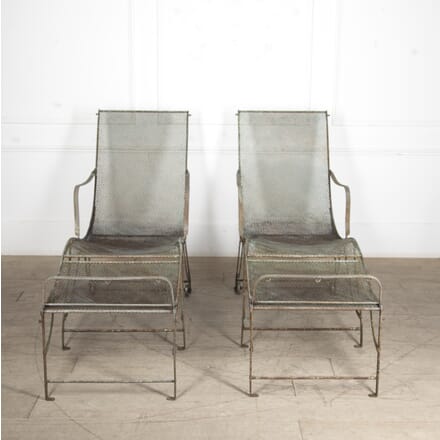 Pair of French 19th Century Iron and Mesh Recliners GA4424297