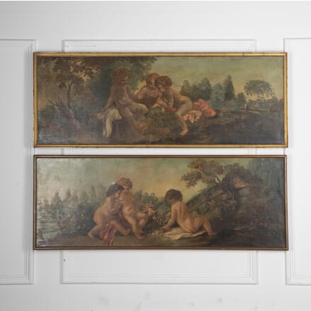 Pair of 19th Century French Cherubic Oil Paintings DA1524769