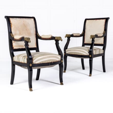 Pair of French Ebonised Armchairs CH0629762