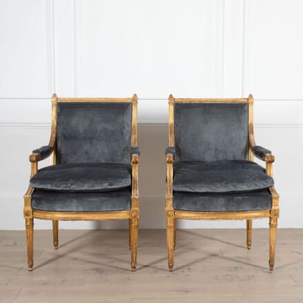 Pair of French Empire Giltwood Armchairs CH2834021