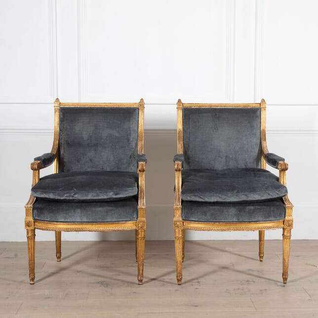 Pair of French Empire Giltwood Armchairs CH2834021