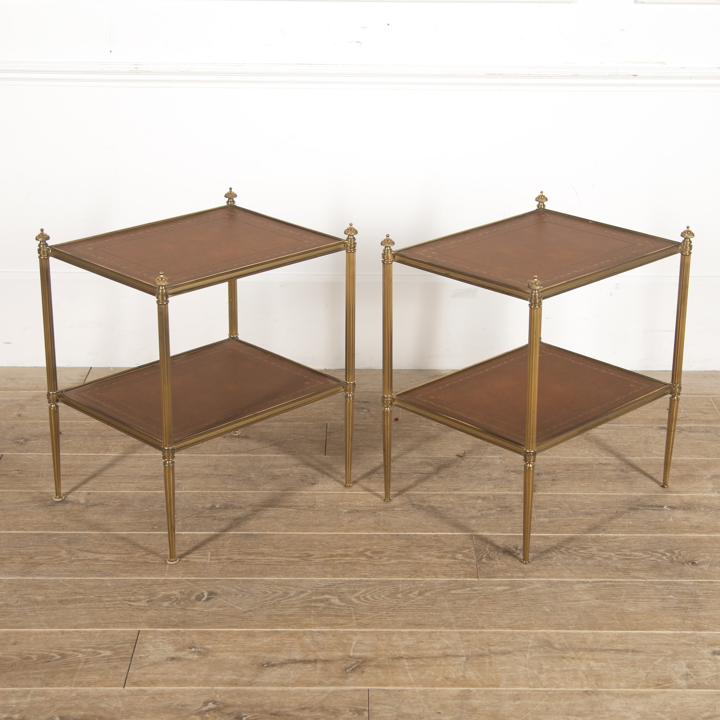 Brass Side Tables Lorfords Antiques, Leather Side Tables