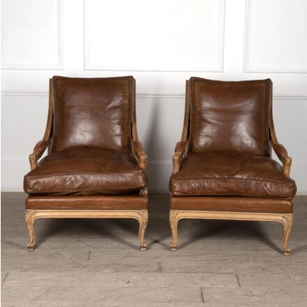 Pair of 20th Century French Leather Armchairs CH4526168