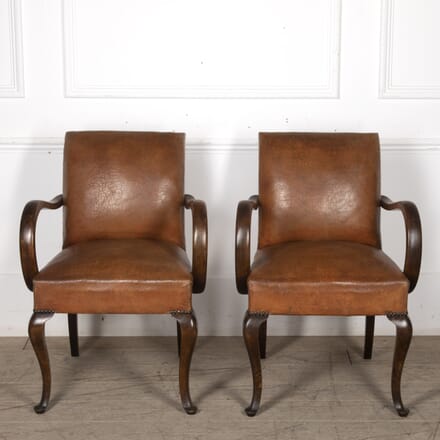 Pair Of French 20th Century Leather Bridge Chairs CH1523601