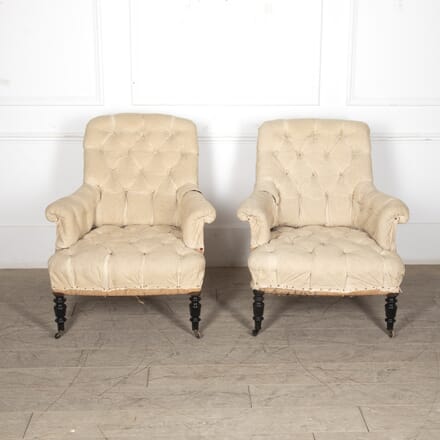 Pair of French Napoleon III Buttoned Armchairs CH1524698