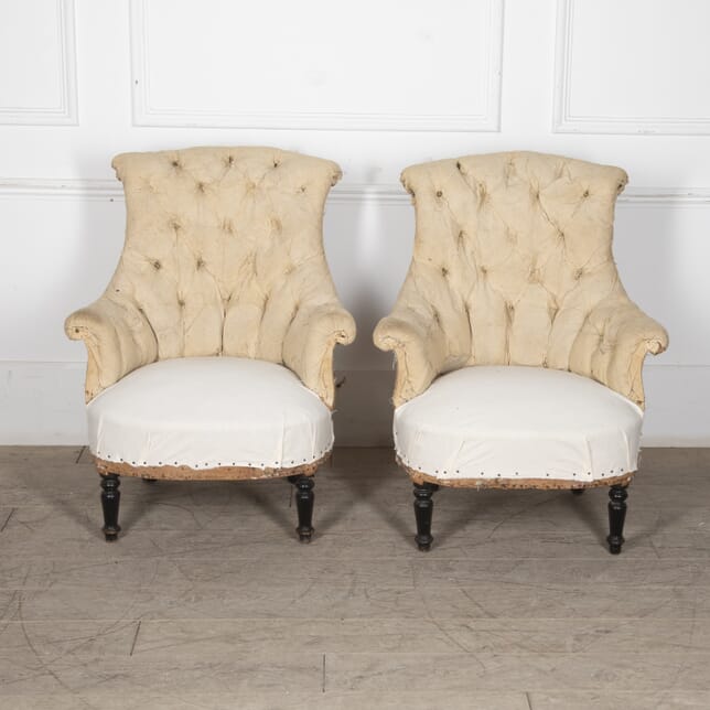 Pair of French Napoleon III Tufted Armchairs CH1524701