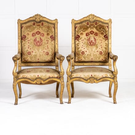 Pair of French Regency Style Giltwood Armchairs CH0628835