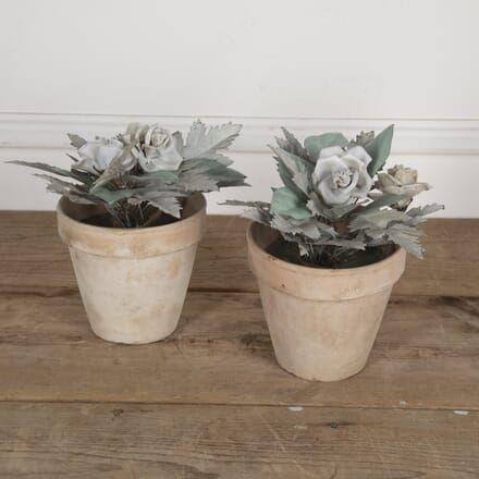 Pair of French Tole and Porcelain Potted Plants DA1523607