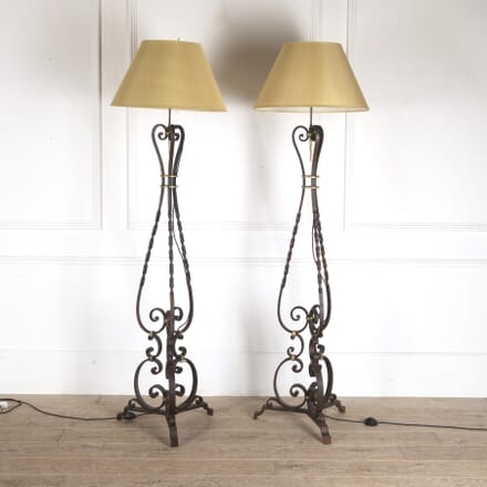 20th Century Pair of French Wrought Iron Floor Lamps LF4812377