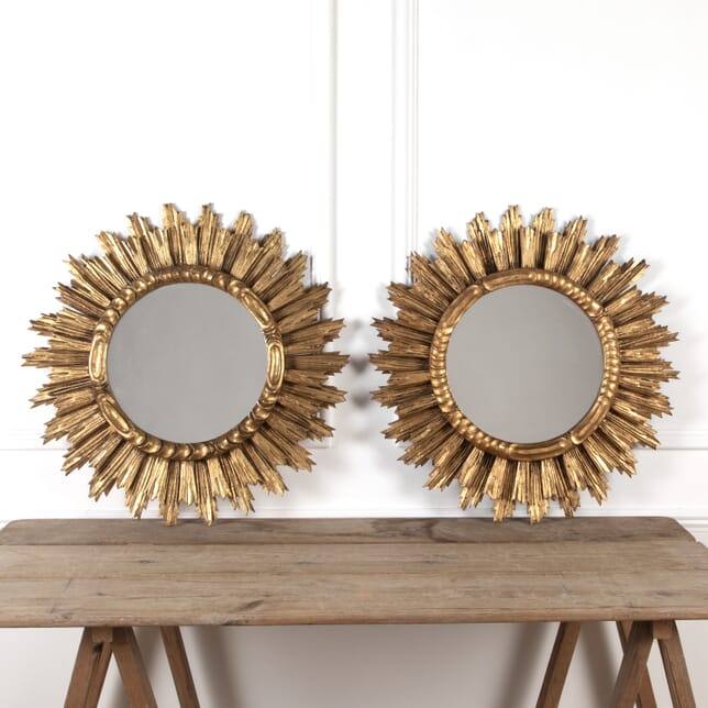 Pair of 20th Century Giltwood Art Deco Style Sun Mirrors MI3426222