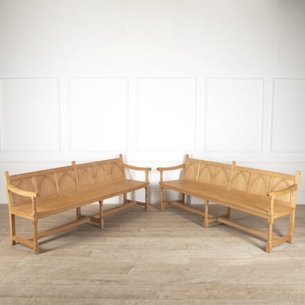 Pair of Gothic Oak Hall Benches SB0514014