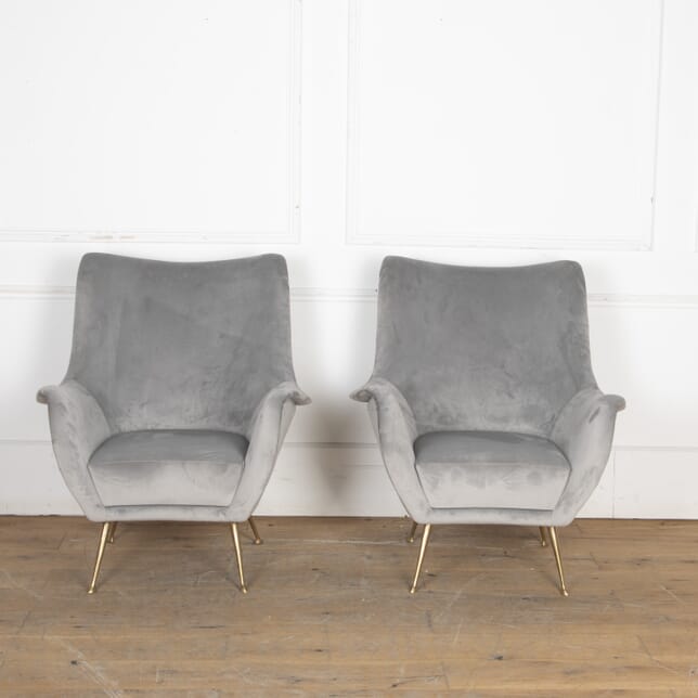 Pair of Grey Velvet Armchairs CH4623679