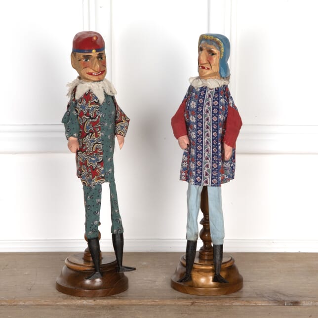 Pair of Hand Painted Wooden Punch and Judy Puppets DA3426489