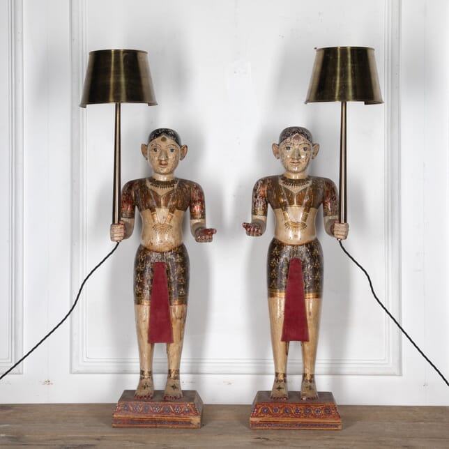 Pair of Indian Polychrome Table Lamps LT4028661