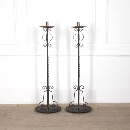 Pair of Iron and Copper Arts and Crafts Candlesticks DA6422832