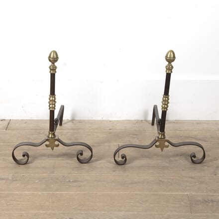 Pair of Iron and Brass Stylised Neo-Classical Andirons DA1517898