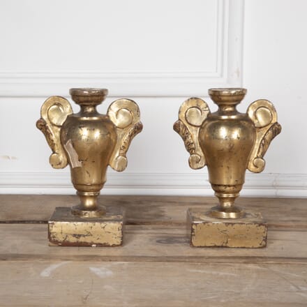 Pair of Italian 18th Century Carved and Gilded Urns DA3728494