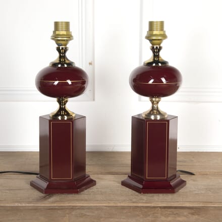 Pair of 20th Century Burgundy Italian Ceramic Table lamps LL8722176