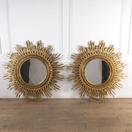 Pair of Large Giltwood Sun Mirrors by Francisco Hurtado MI3422803