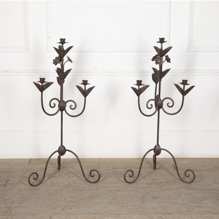Pair of Large 20th Century Iron Chateau Candleabras LL1524773