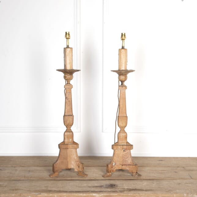 18th Century Pair of Altar Sticks Converted to Lamps LT9021838