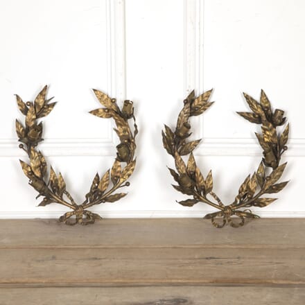 Pair of French 19th Century Laurel Leaf  Wall Sconces LW3720753