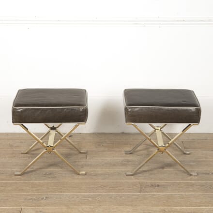 Pair of Leather & Brass Stools ST0519102