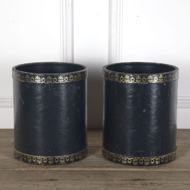 Pair of Leather Covered Paper Bins DA3610279