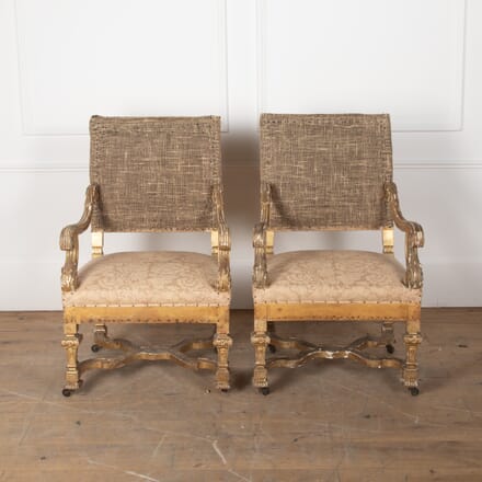 Pair of Louis XIV Style Giltwood Armchairs CH9029097