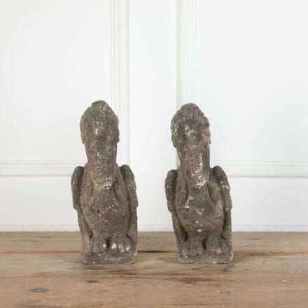 Pair of Martin Brothers Style Cast Stone Pelicans GA0334144