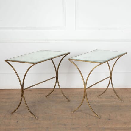 Pair of Metal Tables with Mirrored Glass Tops CO9033943