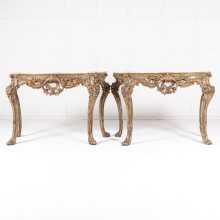 Pair of Mid 18th Century Italian Silver Gilt Console Tables CO0633316