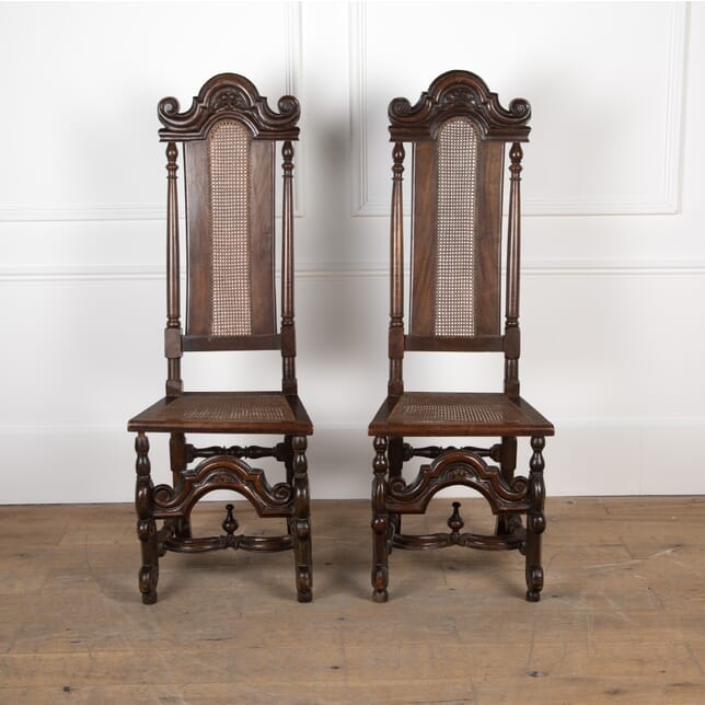 Pair Of Mid 19th Century Carolean Style High Back Walnut Chairs CH8026367