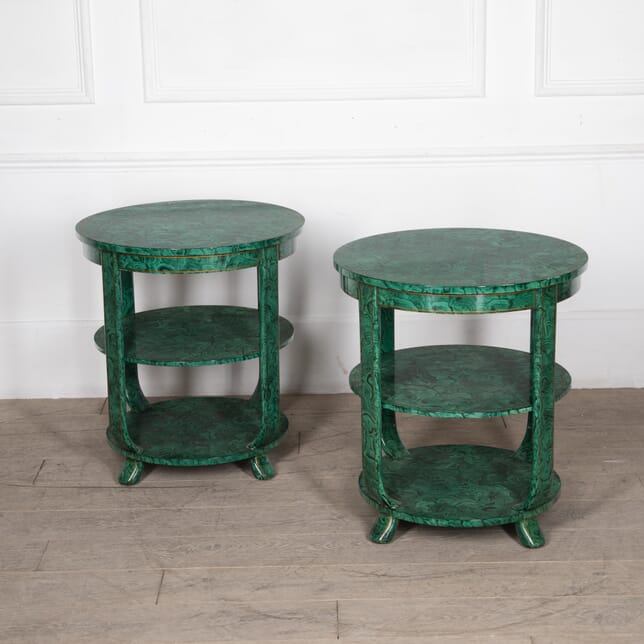 Pair of Mid 20th Century French Faux Malachite Side Tables CO4028346